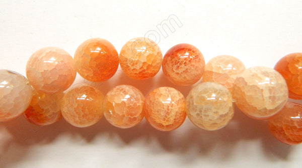 Peach Fire Agate -  Big Smooth Round Beads  15"