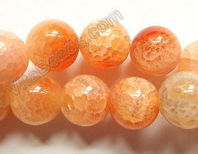 Peach Fire Agate -  Big Smooth Round Beads  15"