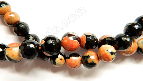 Black and Orange Agate  -  Faceted Round  16"
