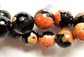 Black and Orange Agate  -  Faceted Round  16"