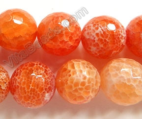 Red Fire Agate  -  Faceted Round Beads  16"