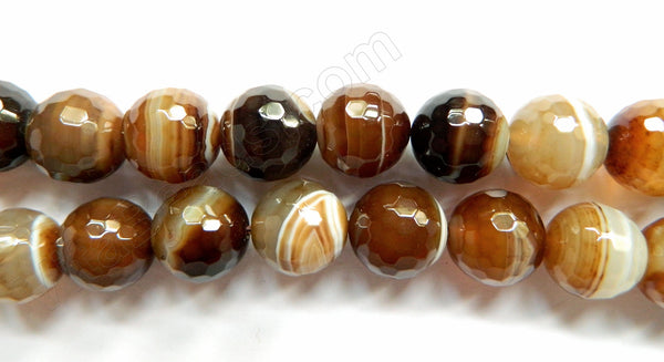 Brown Sardonix Agate w/ Lines  -  Faceted Round  16"