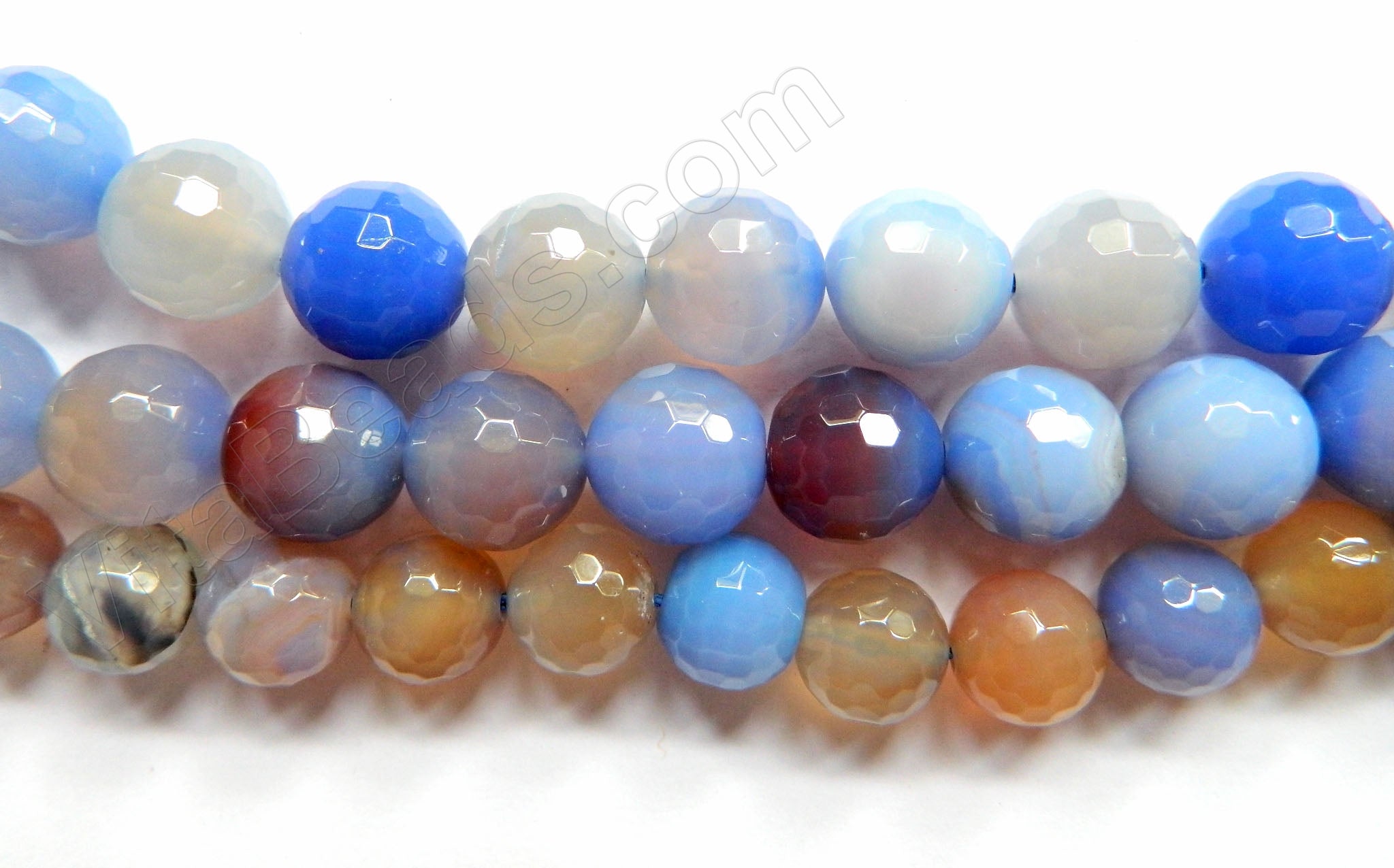 Sky Blue w Brown Agate  -  Faceted Round  16"