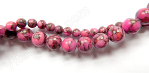 Pink Prase Pyrite  -  Smooth Round Beads 16"