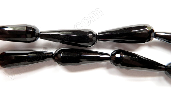 Black Onyx AAA - Faceted Long Drops  16"