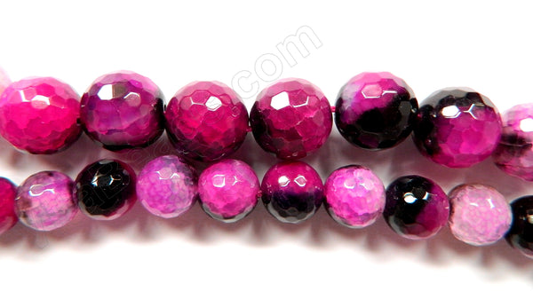 Fire Agate Fuchsia & Black  -  Faceted Round  16"