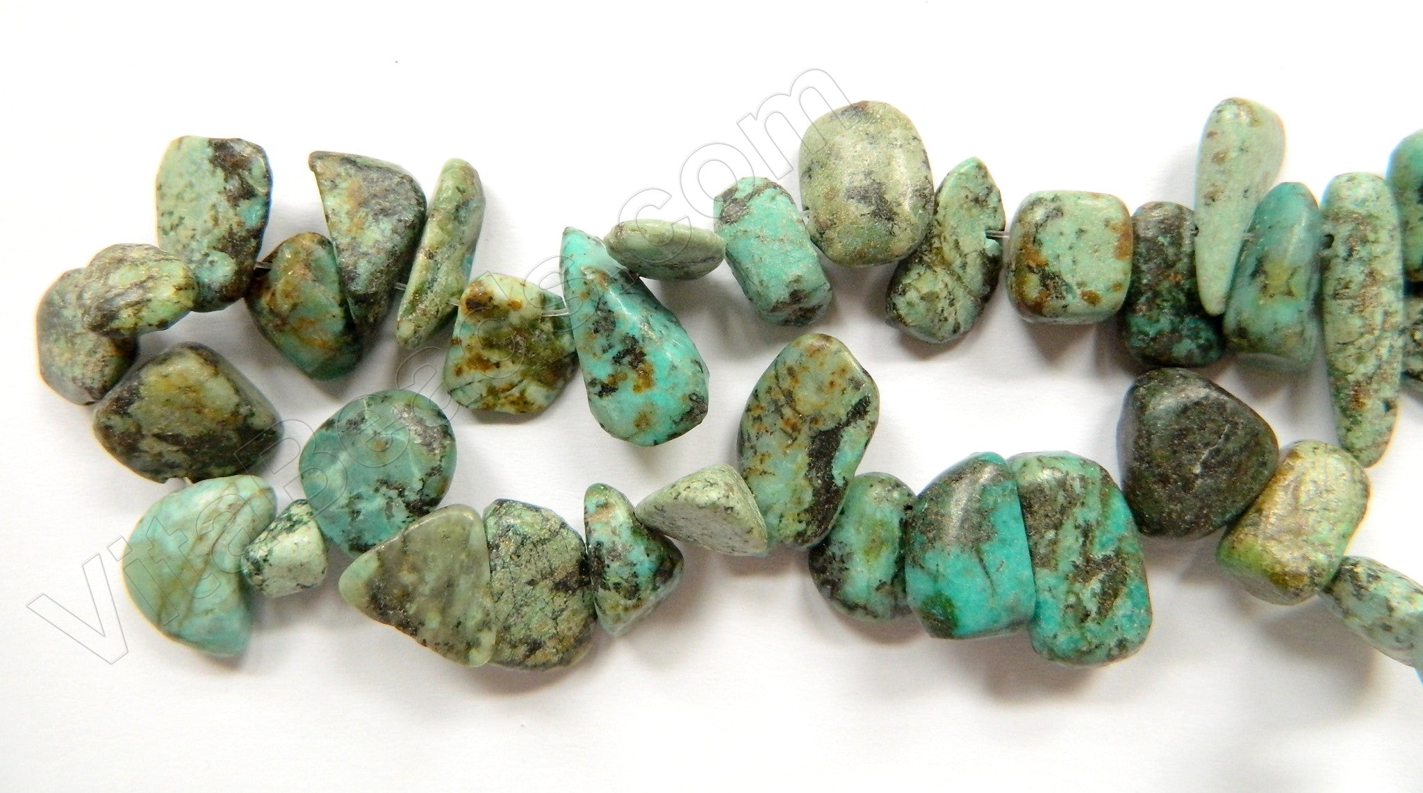 Africa Turquoise  -  10-14mm Smooth Drop Nuggets 16"