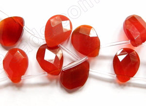 Carnelian  -  15x20mm Faceted Flat Briolettes  16"