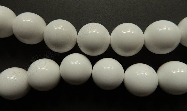 White Mashan Jade  -  Big Smooth Round Beads  16"