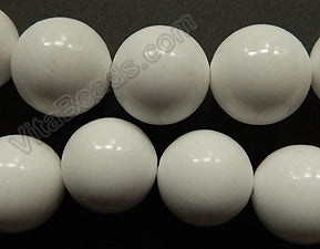 White Mashan Jade  -  Big Smooth Round Beads  16"