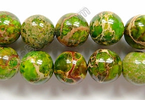 Olive Green Impression Jasper  -  Smooth Round Beads 16"