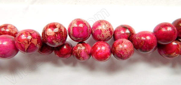 Fuchsia Impression Jasper  -  Smooth Round Beads 16"