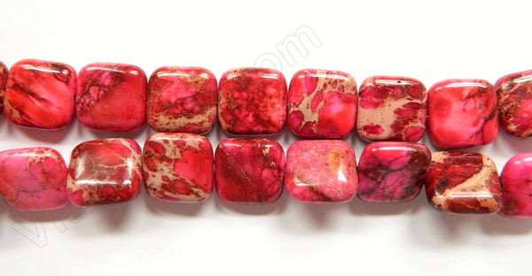 Fuchsia Red Impression Jasper  -  Puff Squares  16"