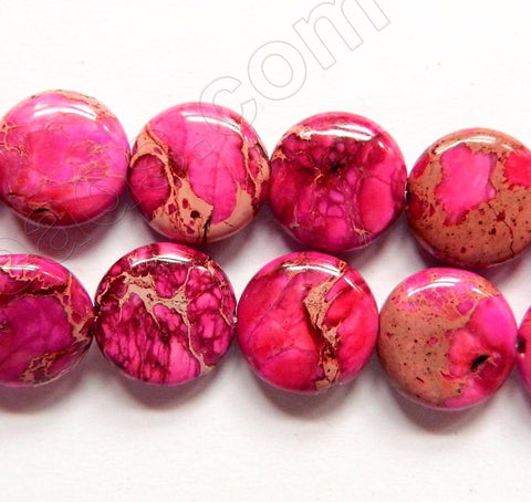 Fuchsia Impression Jasper AA  -  Puff Coins  16"