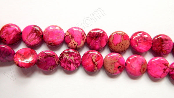 Fuchsia Impression Jasper AA  -  Puff Coins  16"