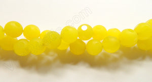 Frosted Lemon Jade  -  Faceted Dot Round 16"   10 mm