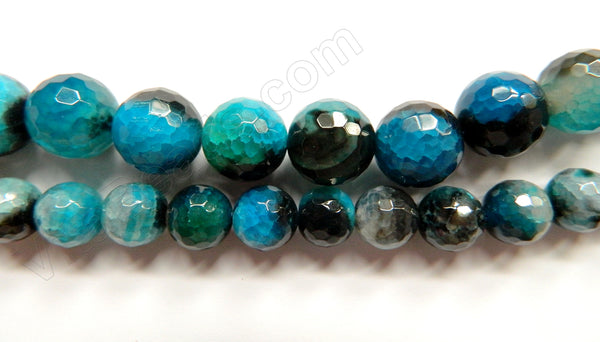 Fire Agate Blue & Black  -  Faceted Round  16"