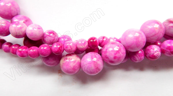 Light Fuchsia Brazilain Agate  -  Smooth Round Beads  16"