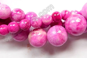 Light Fuchsia Brazilain Agate  -  Smooth Round Beads  16"