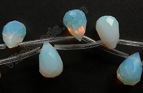 Synthetic White Opal - Faceted Teardrop 16"