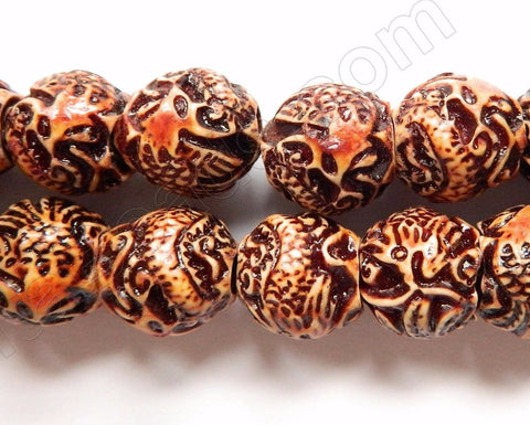 Synthetic Bone, Resin Beads - Carved Dragon - 17x20mm