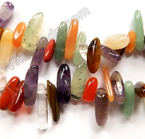 Multi Agate  -  Smooth Sticks 16"      6 x 20 mm