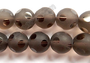 Frosted Smoky Topaz  -  Faceted Dot Round 16"   12 mm