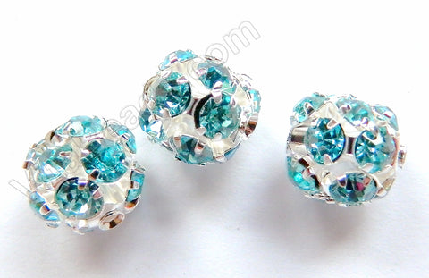 Rhinestones Spacer Ball - Aquamarine Crystal