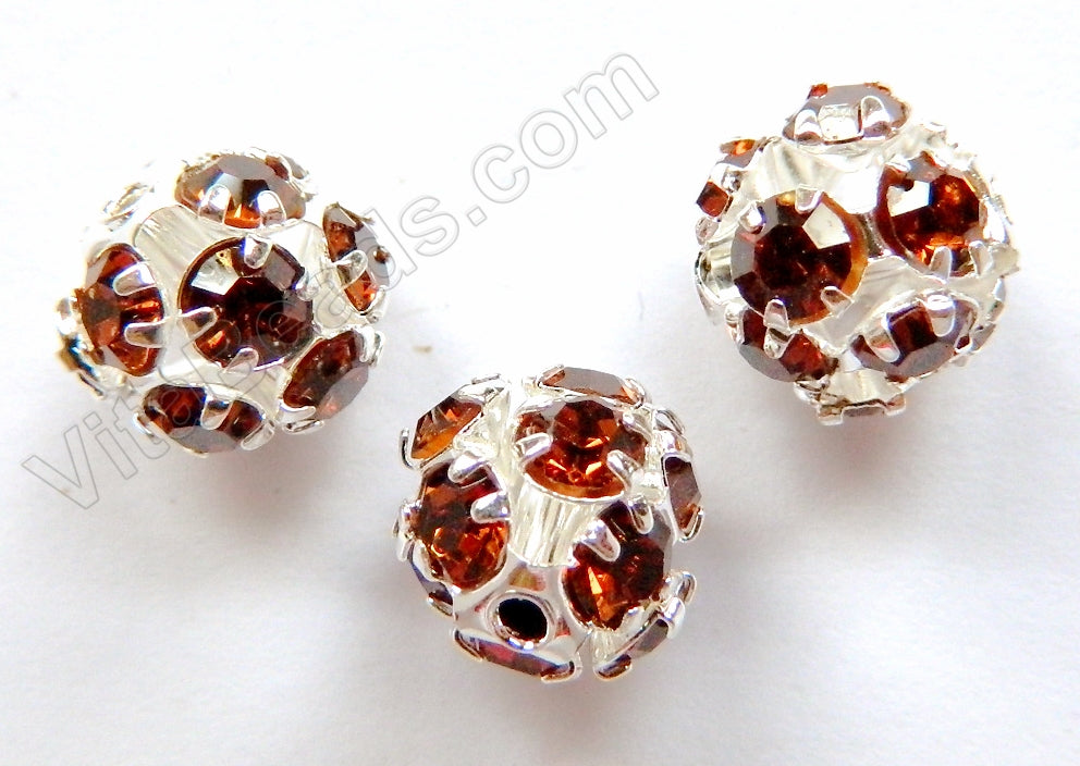 Rhinestones Spacer Ball - Amber Crystal