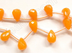 Orange Jade  -  7x10mm Faceted Teardrop  16"