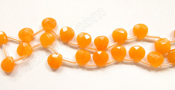 Orange Jade  -  13mm Flat Faceted Briolette 16"
