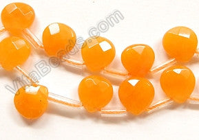 Orange Jade  -  13mm Flat Faceted Briolette 16"