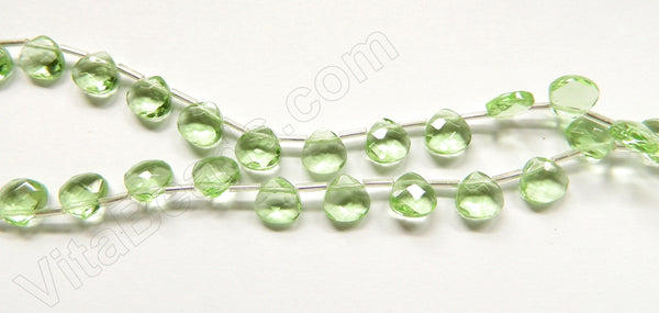 Light Apple Green Crystal  -  10mm Faceted Flat Briolette 16"