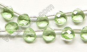 Light Apple Green Crystal  -  10mm Faceted Flat Briolette 16"