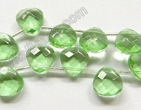 Light Apple Green Crystal Quartz  -  13mm Faceted Flat Briolette 16"