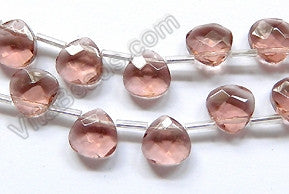 Pale Red Fluorite Crystal  -  10mm Faceted Flat Briolette 16"