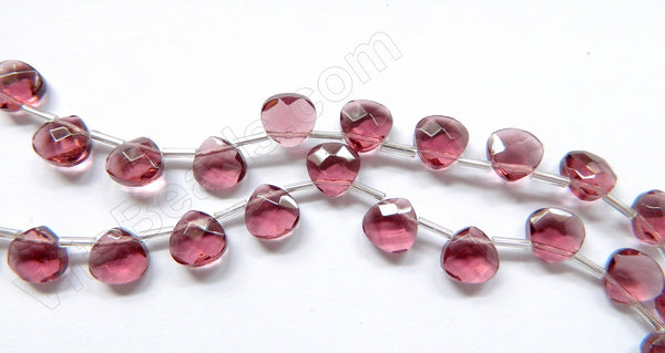 Light Red Fluorite Crystal  -  10mm Faceted Flat Briolette 16"