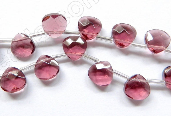 Light Red Fluorite Crystal  -  10mm Faceted Flat Briolette 16"