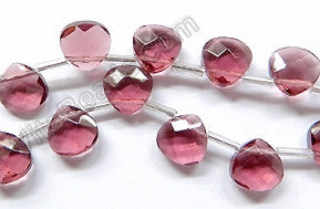 Light Red Fluorite Crystal  -  10mm Faceted Flat Briolette 16"