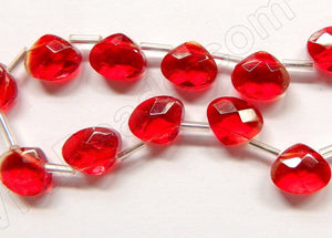 Red Crystal - 12x10mm Faceted Flat Briolette 6"