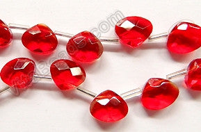 Red Crystal - 12x10mm Faceted Flat Briolette 6"
