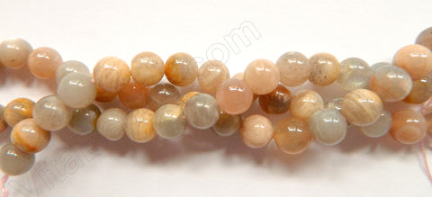Mixed Pink Grey Moonstone AA  -  Smooth Round Beads  16"