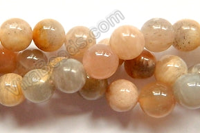 Mixed Pink Grey Moonstone AA  -  Smooth Round Beads  16"