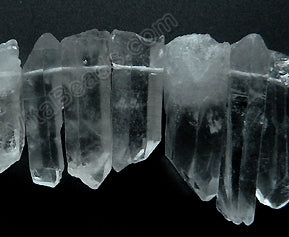 Frosted Crystal  -  Hex Point Tooth  8"   10 x 20 - 25 mm