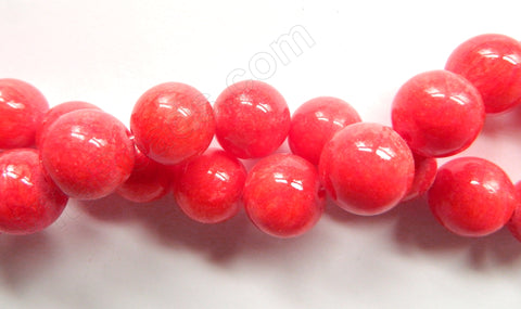 Big Red Mashan Jade  -  Big Smooth Round Beads  16"
