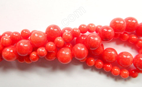 Red Mashan Jade -  Smooth Round Beads  16"