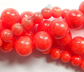 Red Mashan Jade -  Smooth Round Beads  16"