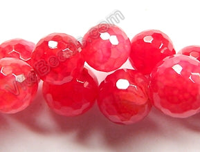 Fuchsia Red Fire Agate  -  Faceted Round 14"