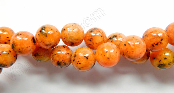 Orange Kiwi Jade  -  Smooth Round Beads  16"