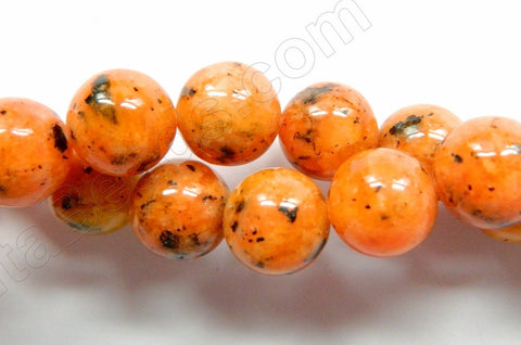 Orange Kiwi Jade  -  Smooth Round Beads  16"